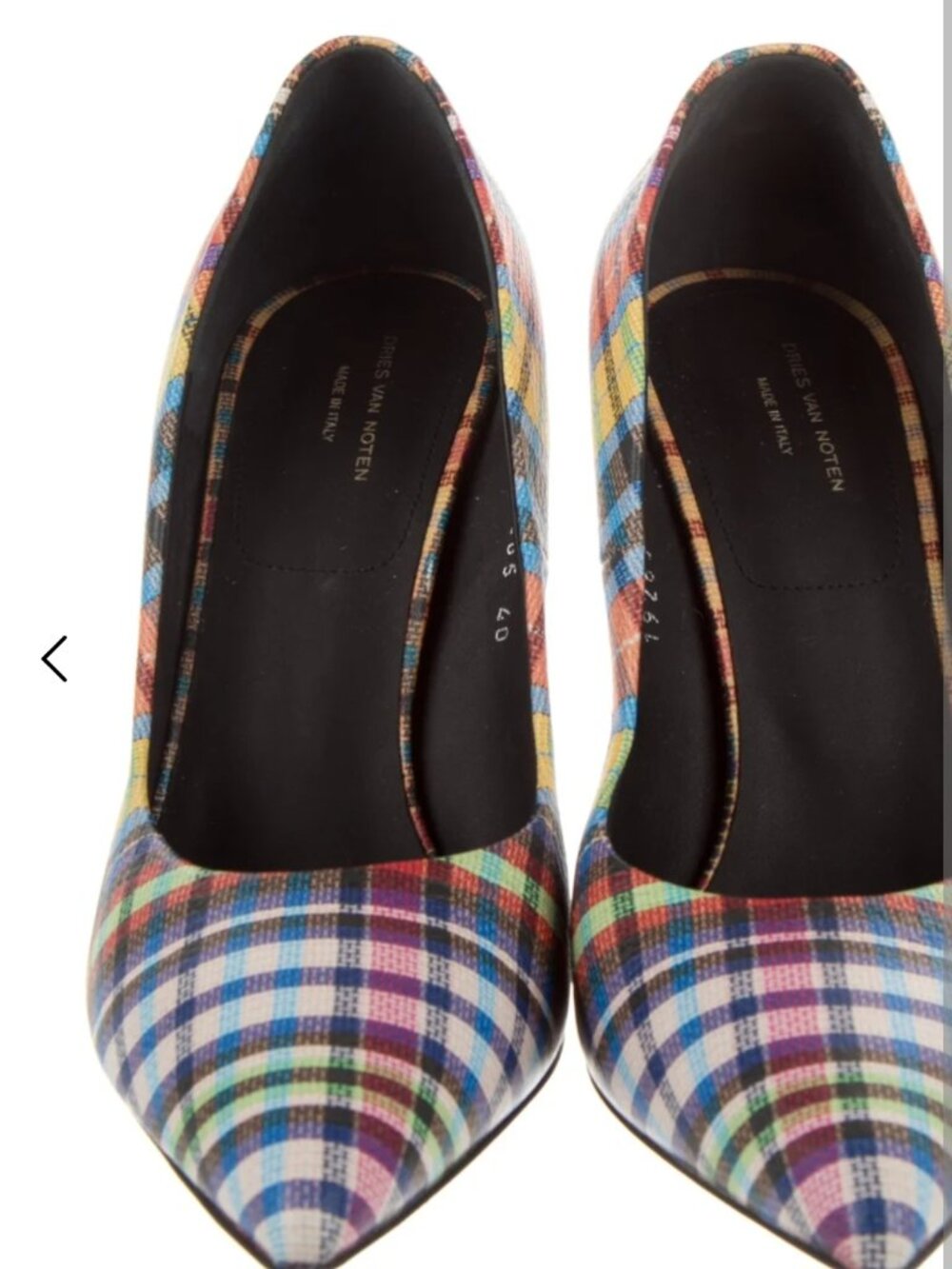 Dres Van Noten Leather Plaid Print Pumps